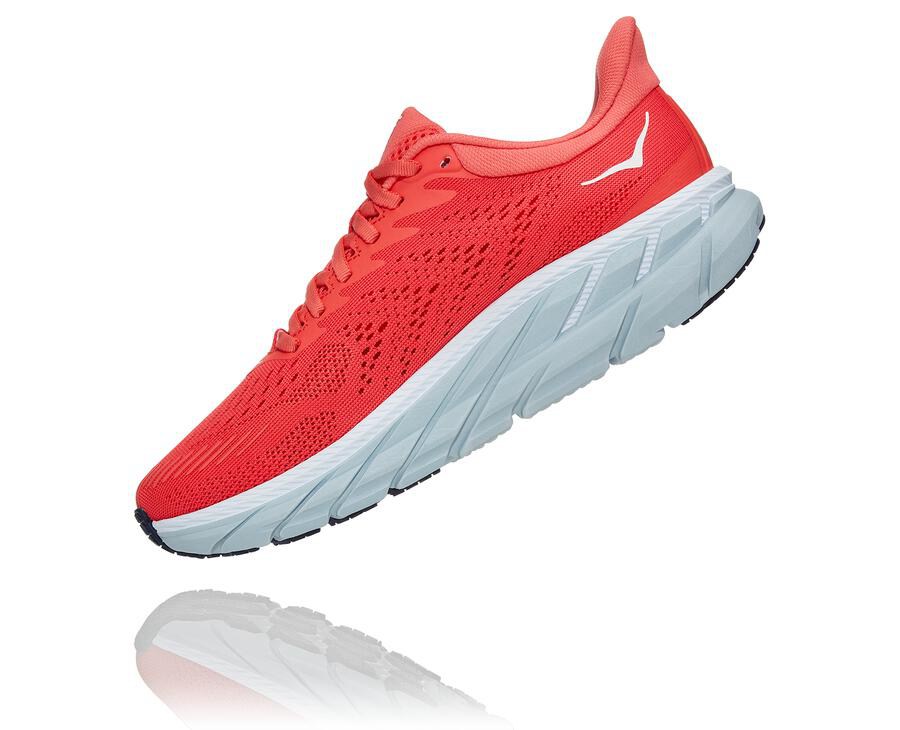 Hoka One One Hardloopschoenen Dames - Clifton 7 - Rood/Wit - RQ9204578